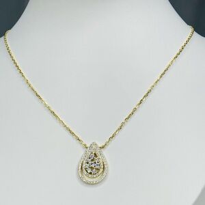 Elegant 18K Gold and Silver Teardrop Necklace